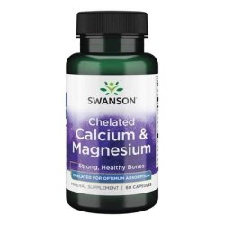 Swanson Chelated Calcium & Magnesium 60 Capsules for Strong, Healthy Bones
