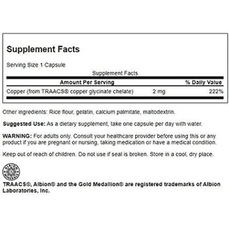 Swanson Albion Chelated Copper 2 Milligrams 60 Capsules