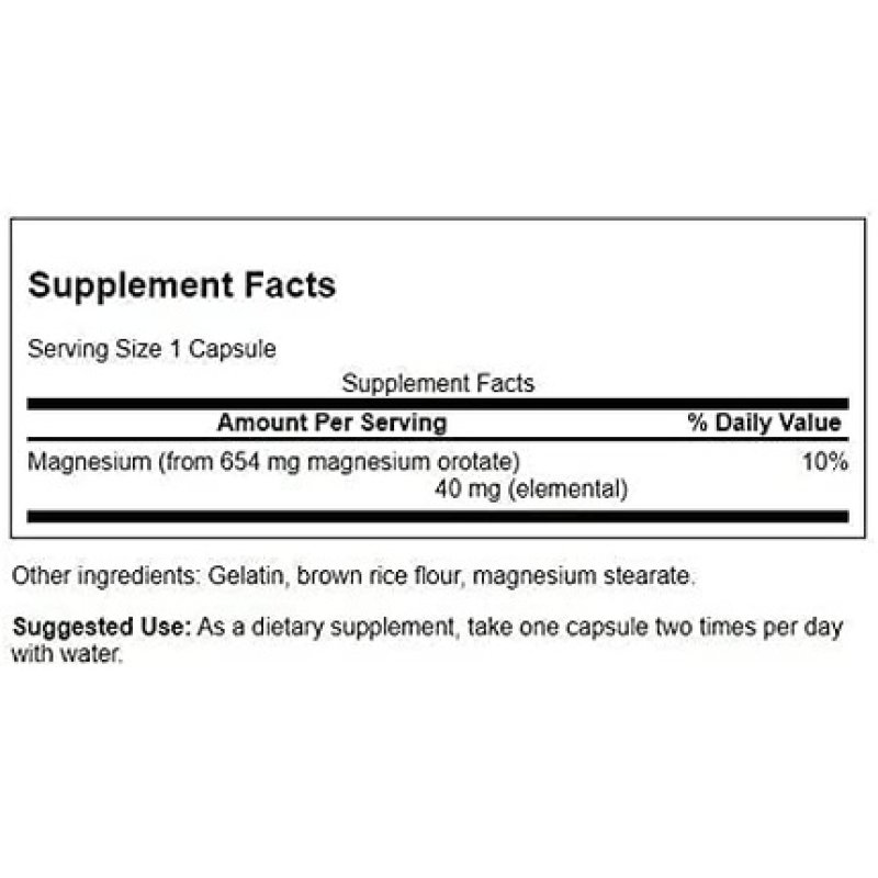 Swanson Magnesium Orotate 654mg 60 Capsules