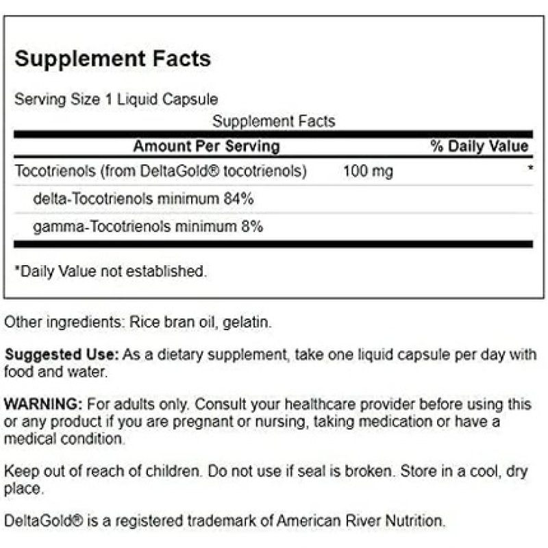 Swanson Double Strength Tocotrienols Vitamin E Tocotrienols Supporting Heart Health Nervous System & Healthy