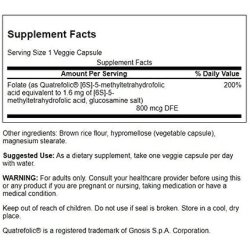 Swanson Folate 5-Methyltetrahydrofolic Acid High Potency Bioactive Form 800mcg Dfe 30 Veg Caps - Pack of 3
