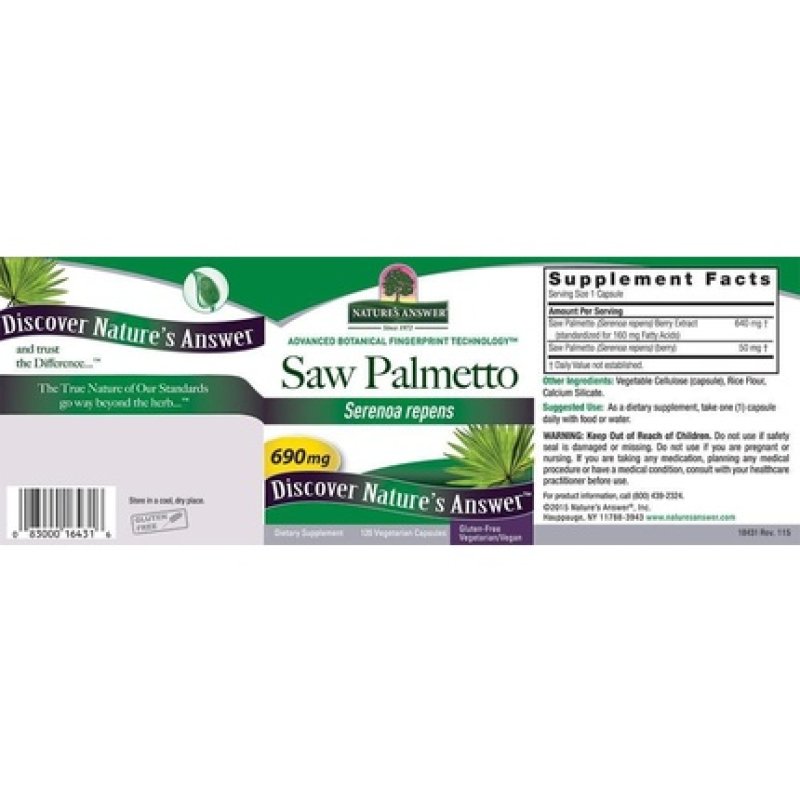 Nature's Answer Saw Palmetto Prostate Supplement 690mg 120 Capsules