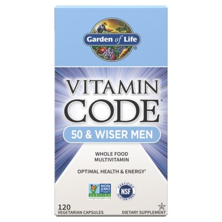 Garden of Life Vitamin Code 50 & Wiser Men's Raw Whole Food Multivitamin with Probiotics 120 Capsules