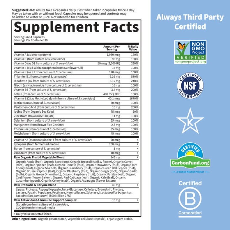 Garden of Life 0658010113694 vitamine et multivitamine Multivitamines