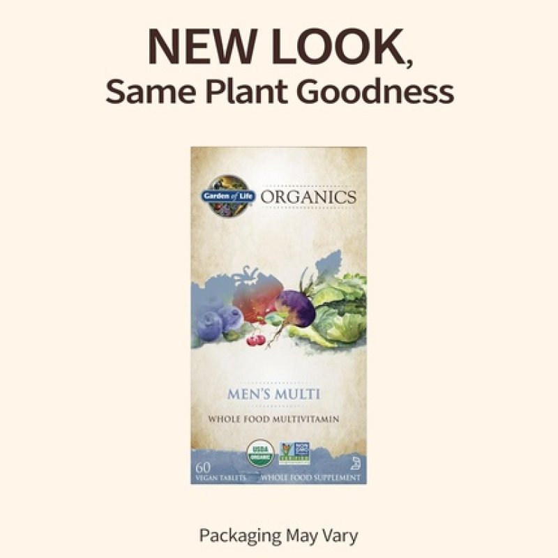 Garden of Life Organics Whole Food Multivitamin for Men 60 Tablets - Vegan