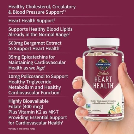 Garden of Life Heart Health Supplement with Folate, Bergamot, and Green Tea
