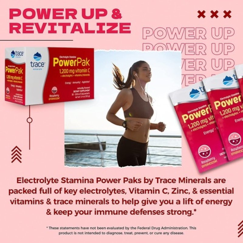 Trace Minerals Electrolyte Stamina Power Pak Raspberry 30 Packets 0.18 Ounce