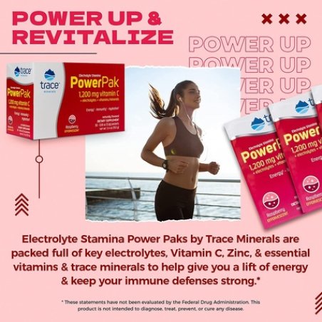 Trace Minerals Electrolyte Stamina Power Pak Raspberry 30 Packets 0.18 Ounce