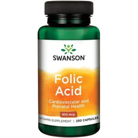 Swanson Folic Acid 800mcg (335mcg DFE Folate) 250 Capsules