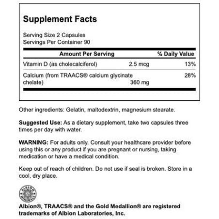 Swanson Albion Chelated Calcium Glycinate 180mg 180 Capsules