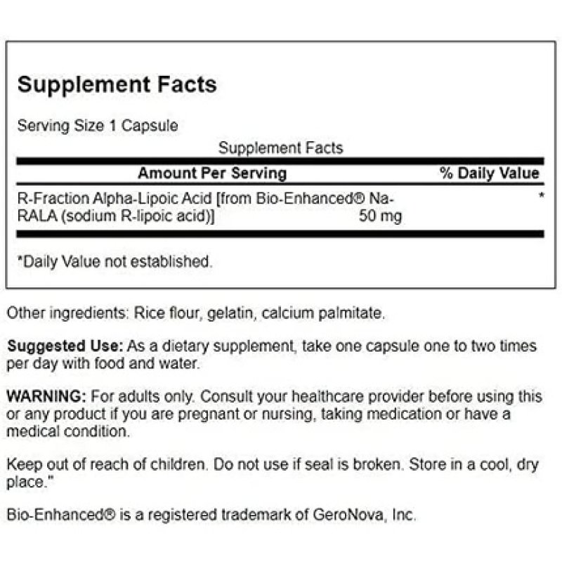 Swanson Regular Strength R-Fraction Alpha Lipoic Acid 50mg 60 Capsules - Pack of 2