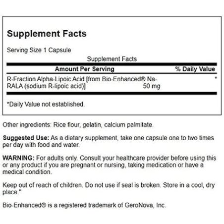 Swanson Regular Strength R-Fraction Alpha Lipoic Acid 50mg 60 Capsules - Pack of 2