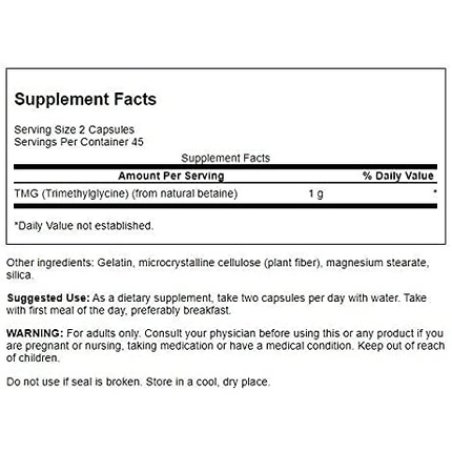 Swanson TMG Trimethylglycine 500mg 90 Capsules