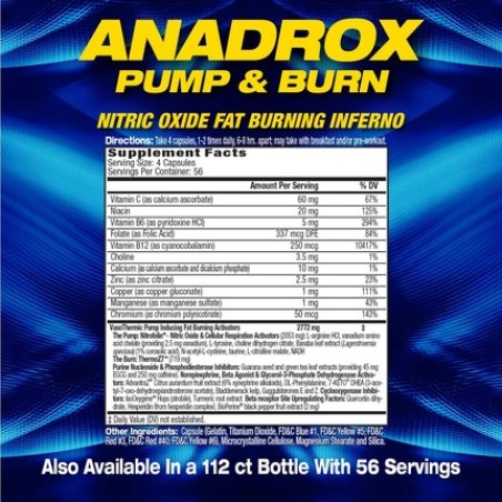 Mhp Anadrox Pump & Burn Nitric Oxide Fat Burning Inferno 224 Capsules