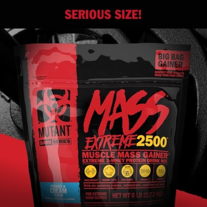 Mutant Mass Extreme Gainer Whey Protein Powder Build Muscle Size & Strength with High-Density Clean Calories 12 lbs.