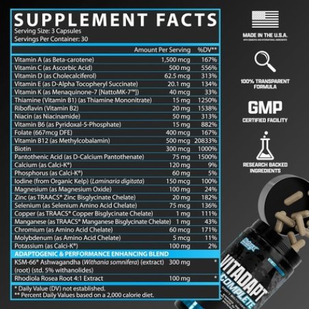 Nutrex Research Vitadapt Complete Sports Multivitamin for Men - 24 Vitamins
