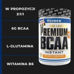 Weider Premium BCAA Instant Amino Acids Powder with Glutamine and Vitamin B6 - Sunny