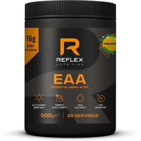 Reflex Nutrition Premium EAA with All 9 Essential Amino Acids, Vitamin B6, Piperine and Magnesium 500g Pineapple
