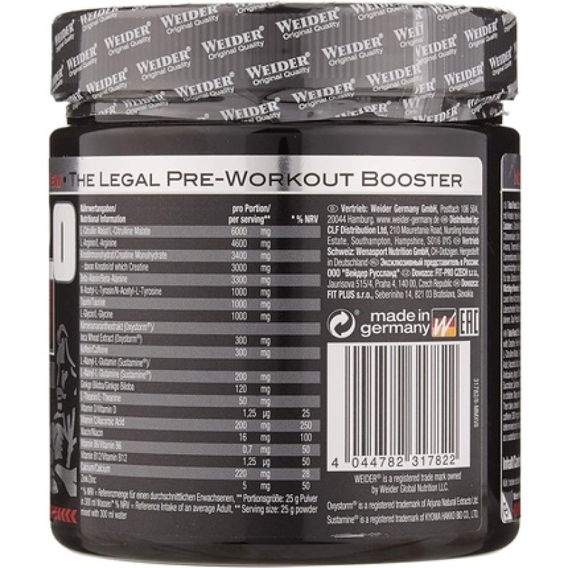 Weider Total Rush 2.0 Pre-Workout Formula Cranberry Focus Power Serious Pump 15 Servings