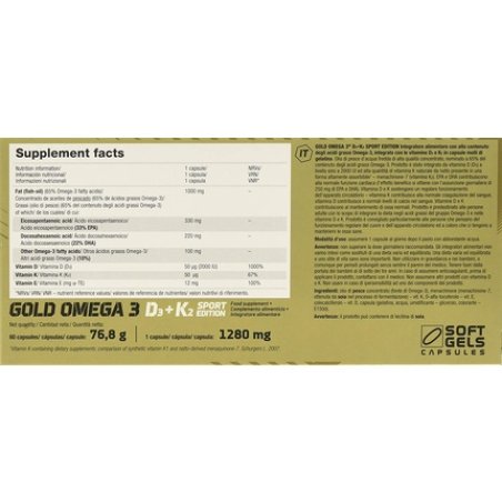 Olimp Nutrition Gold Omega 3 D3 K2 Sport Edition 60 Capsules 76.8g