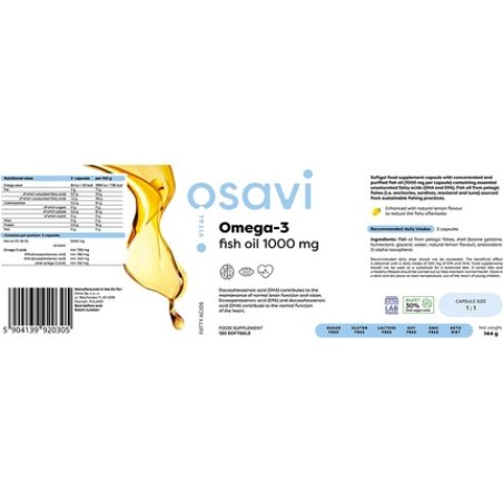 OSAVI Omega-3 Fish Oil 1000mg Lemon Softgels - 120 Count