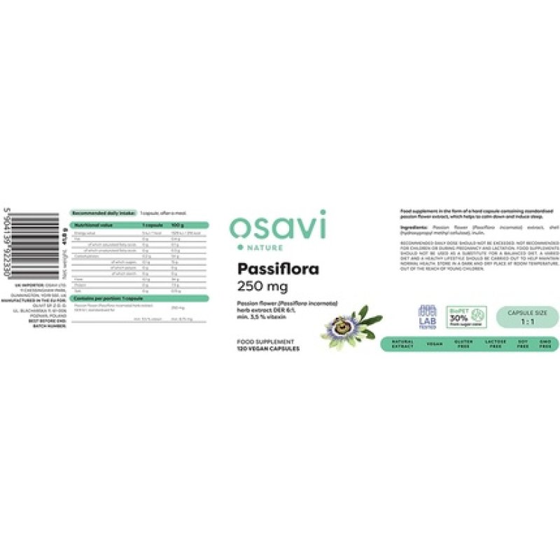 Osavi Passiflora 250mg Vegan Capsules 120 Count