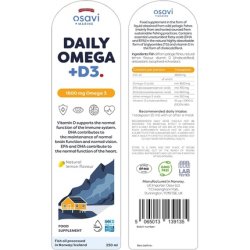 Osavi Daily Omega D3 1600mg Omega 3 Natural Lemon 250ml