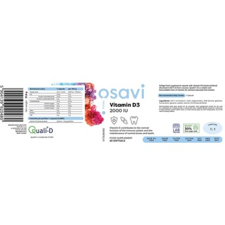 Osavi Vitamin D3 2000IU Softgels 60 Count