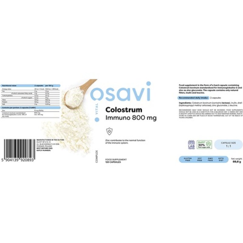 Osavi Colostrum Immuno 800mg 120 Capsules