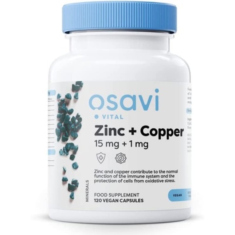 Osavi Zinc Copper 15mg 1mg Vegan Capsules 120
