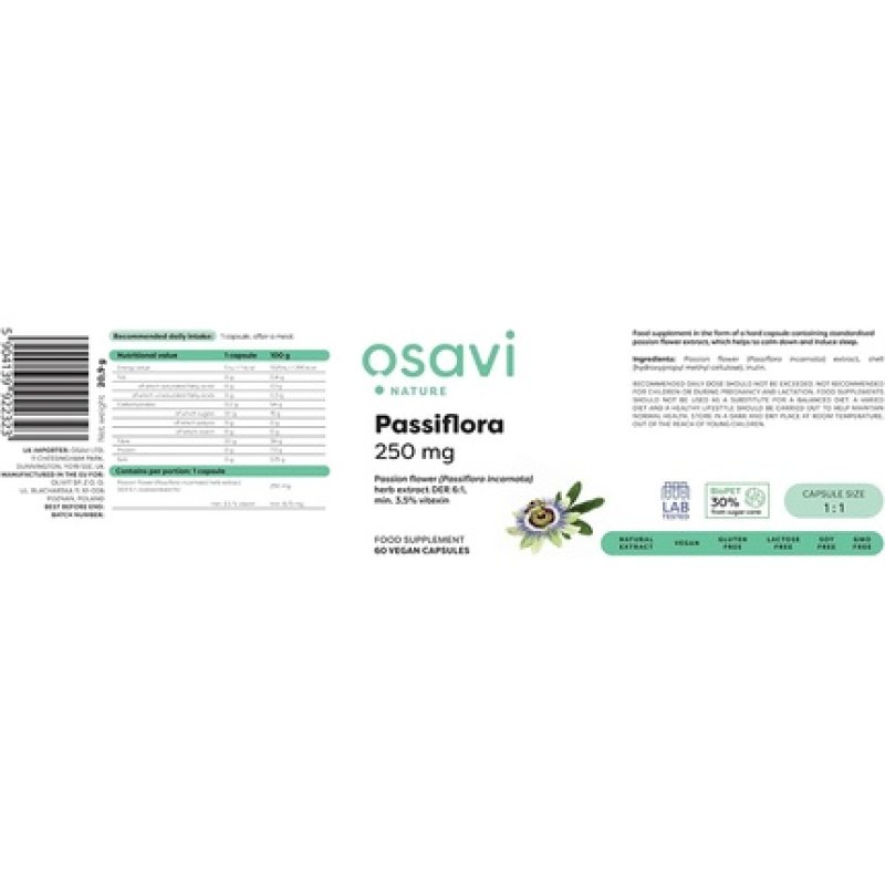 Osavi Passiflora 250mg Vegan Capsules 60 Count