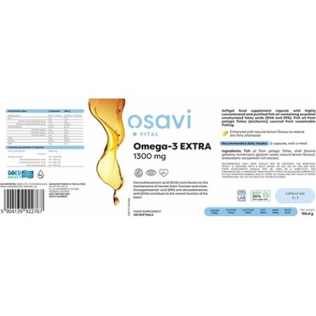 Osavi Omega-3 Extra 1300mg Lemon Softgels 120 Count
