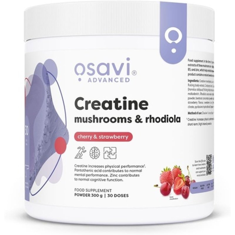 Osavi Creatine Mushrooms & Rhodiola Cherry & Strawberry 300g