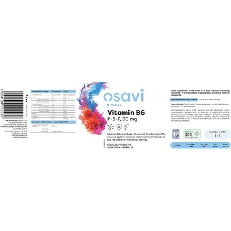 Osavi Vitamin B6 P-5-P 30mg 120 Vegan Capsules