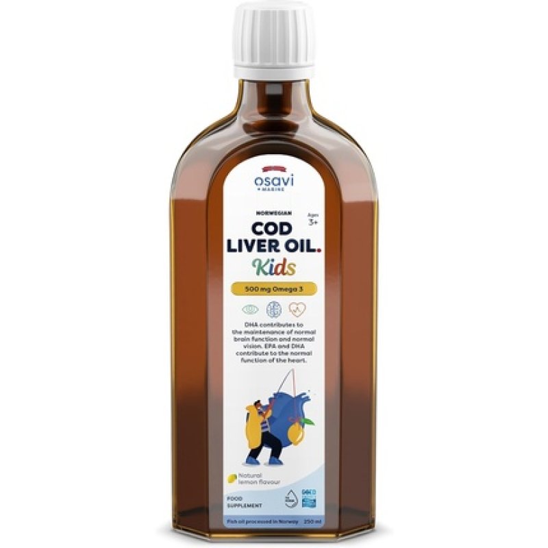 Osavi Norwegian Cod Liver Oil Kids 500mg Omega 3 Lemon 250ml