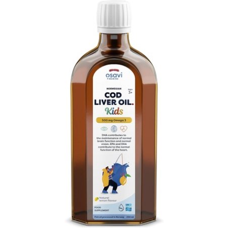 Osavi Norwegian Cod Liver Oil Kids 500mg Omega 3 Lemon 250ml