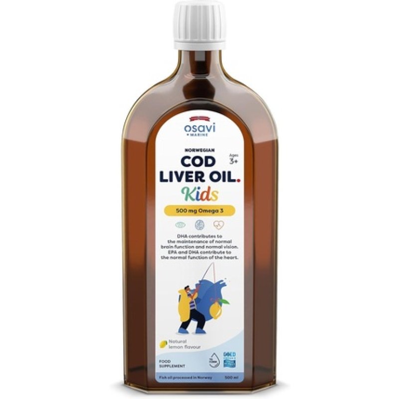 Osavi Norwegian Cod Liver Oil Kids 500mg Omega 3 Lemon 500ml