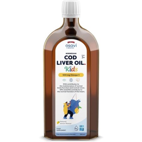 Osavi Norwegian Cod Liver Oil Kids 500mg Omega 3 Lemon 500ml