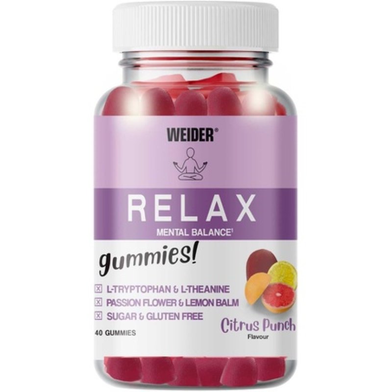 Weider Relax Gummies Citrus Punch Flavor 40 Gums with L-Theanine