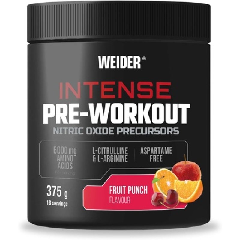 Weider Intense Pre-Workout 375g Fruit Punch Flavor with Nitric Oxide Precursors