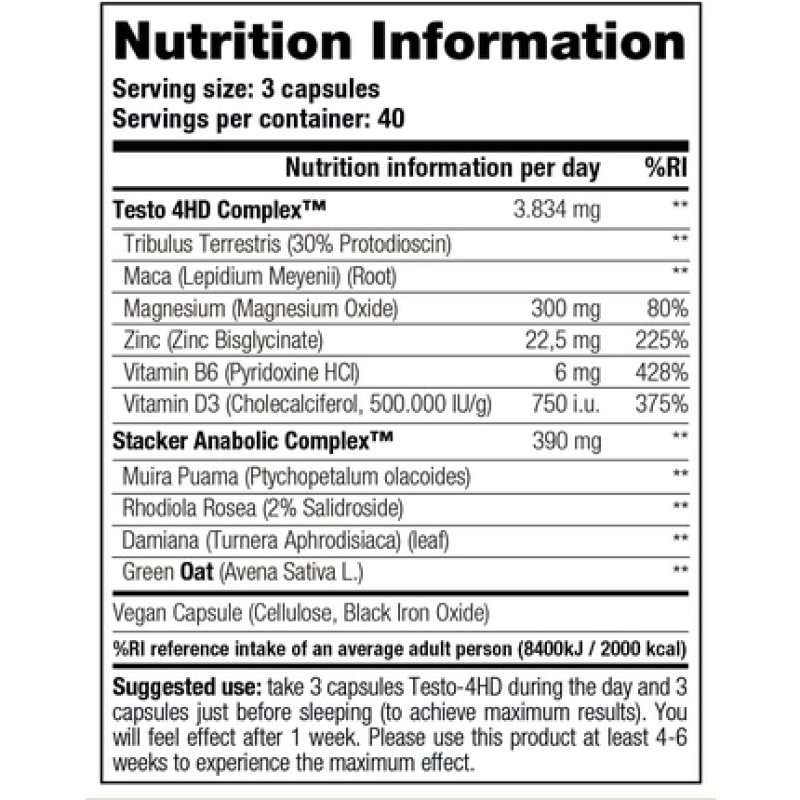 Stacker 2 Testo 4HD Standard Capsules 120 Count