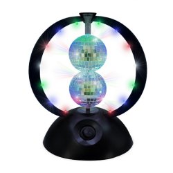 Music - Rotating Double Mirror Balls with Multi Colour LEDs - Multi-color - 240 mm height, 8 cm diameter balls