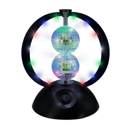 Music - Rotating Double Mirror Balls with Multi Colour LEDs - Multi-color - 240 mm height, 8 cm diameter balls