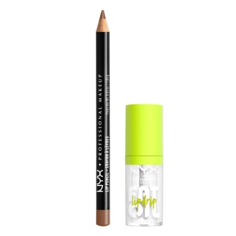 Nyx Professional Makeup Slim Lip Pencil In Nude Truffle 104g And Fat Oil Lip Drip In My Main 48ml