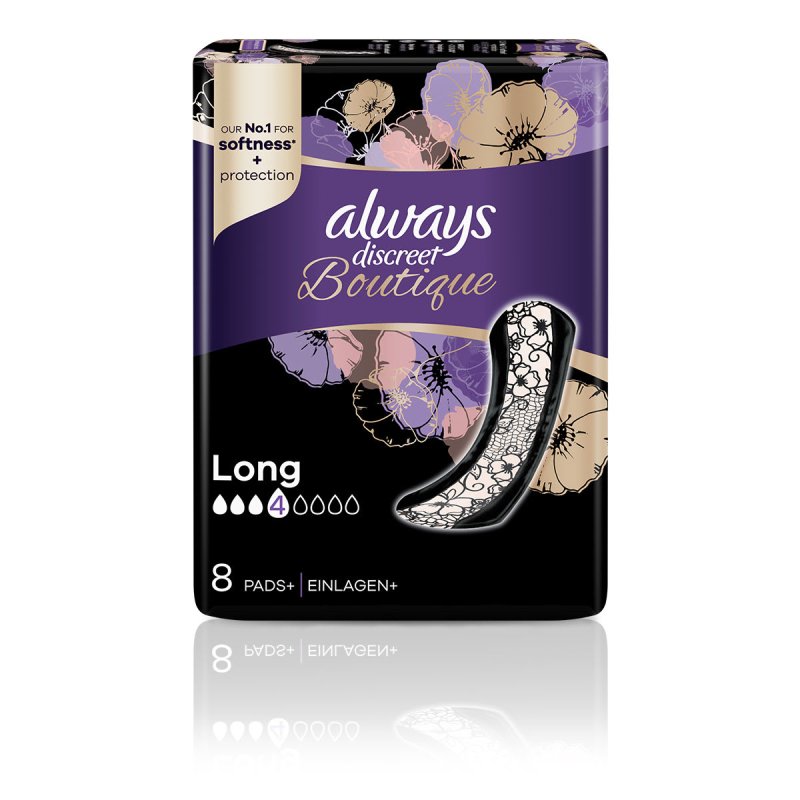 Always Discreet Boutique Long Incontinence Pads 8 Pads