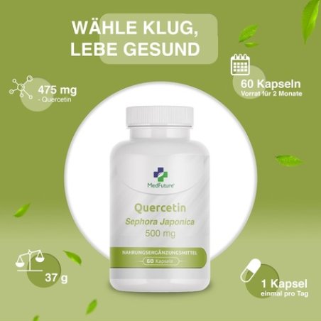 Quercetin 500mg High Dose - 60 Capsules - Premium Raw Material