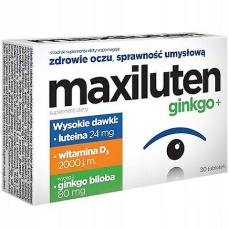 Maxiluten Ginkgo Lutein 24mg for Vision and Concentration 90 Tablets