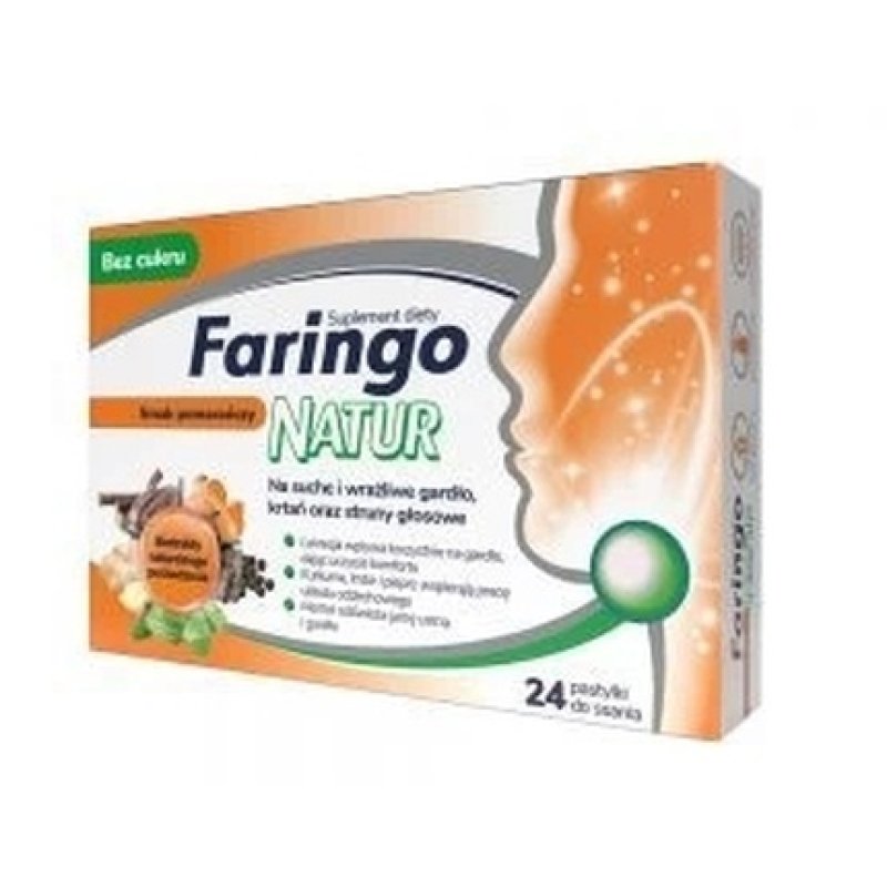 Faringo Natur Citrus Throat Lozenges - Orange Flavor - 24 Lozenges