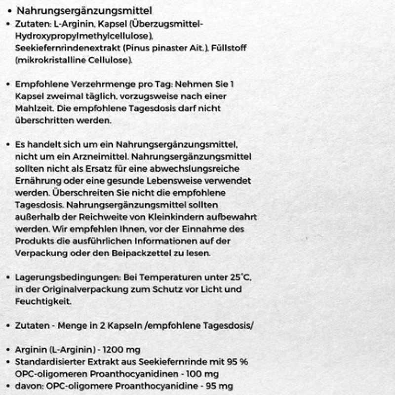 Skoczylas Pine Bark with Arginine Dietary Supplement Without Additives 60 Capsules