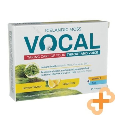 Vocal Lemon Flavor Throat Lozenges Sugar-Free Immunity Supplement 24 Count